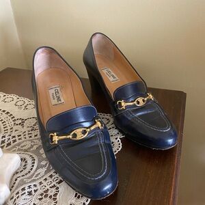 Vintage navy Celine heeled loafer size 34